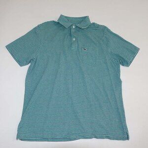 Vineyard Vines Men's Polo Shirt Size Small Short Sleeves Green Blue Stripes S